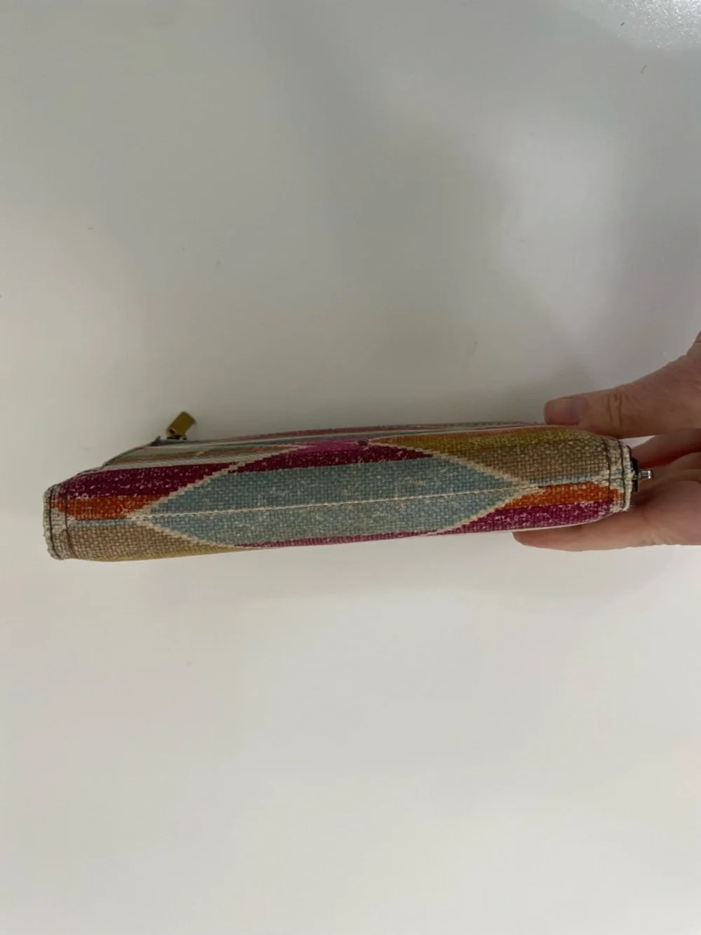 Fossil Multicolor Aztec Geometric Fabric Zip Around Wallet Boho Cottagecore